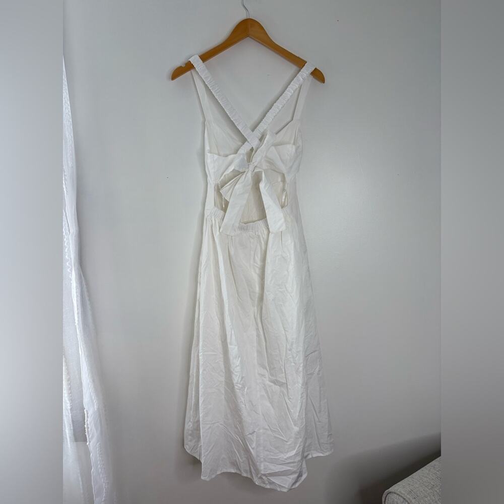 Lulus Strolling Sicily White Pleated Backless Midi Dress NWT Size Medium Pockets - Picture 3 of 9